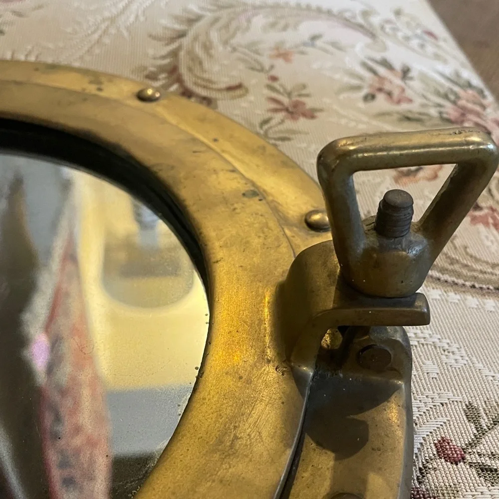 Vintage Round Brass Porthole Mirror